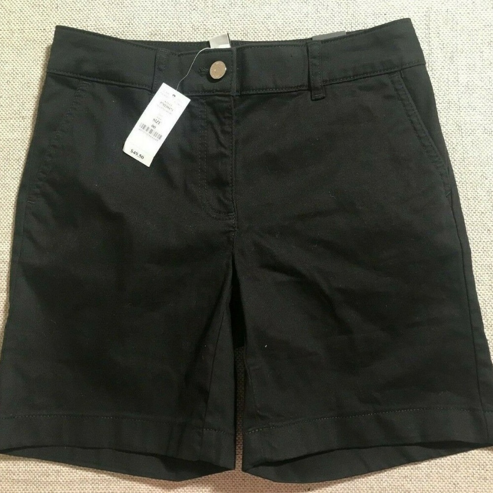 White House Black Market Black Chino Shorts 00 NWT